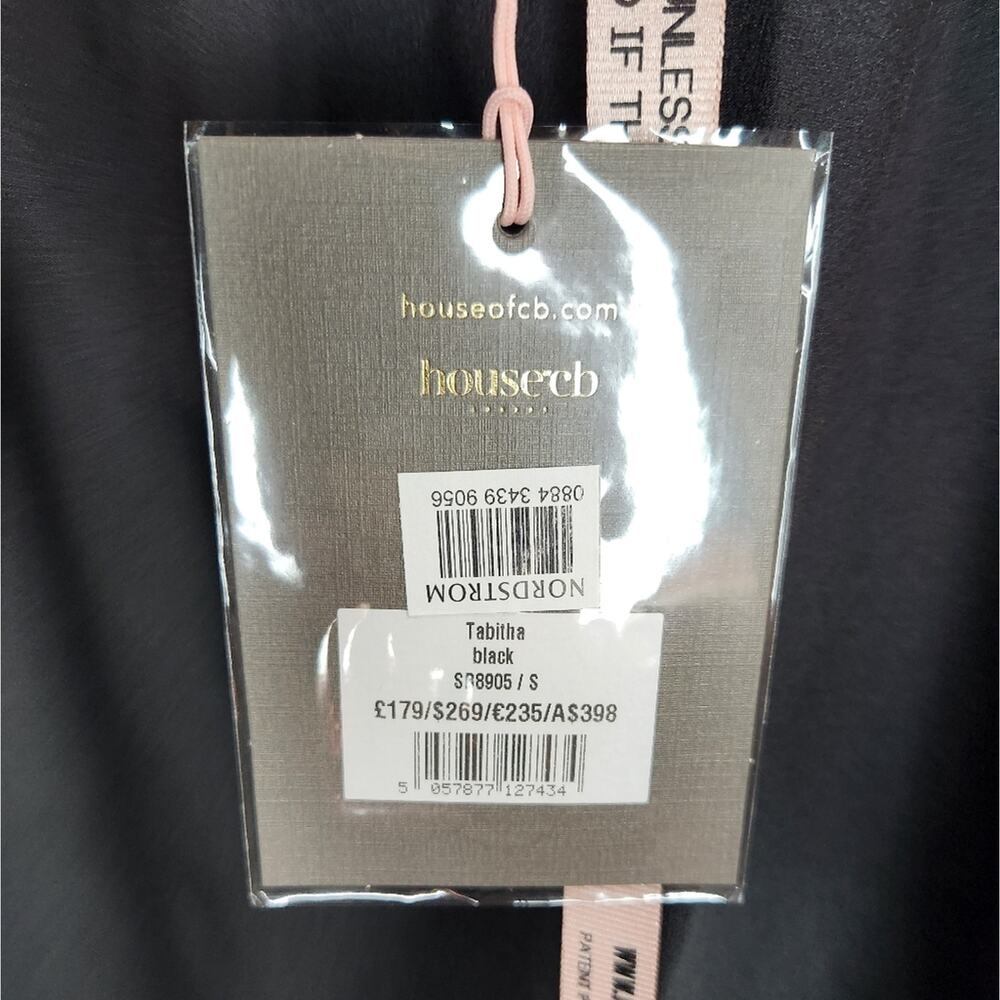 NWT House of CB Tabitha Black Satin Feather Maxi Dress S‎ - Picture 9 of 9